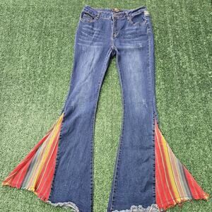 Flare Leg Bell Bottoms L&B Size 10 Lucky&Blessed Serape/Striped Hi rise Jeans